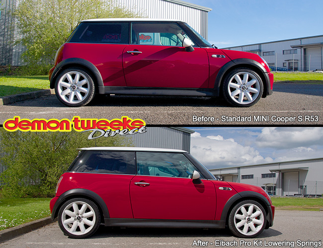 Mini Cooper S R53 Eibach Pro Kit Lowering Springs Before and After