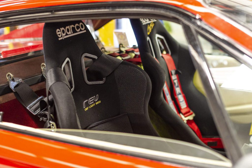 close up of a sparco racing seat