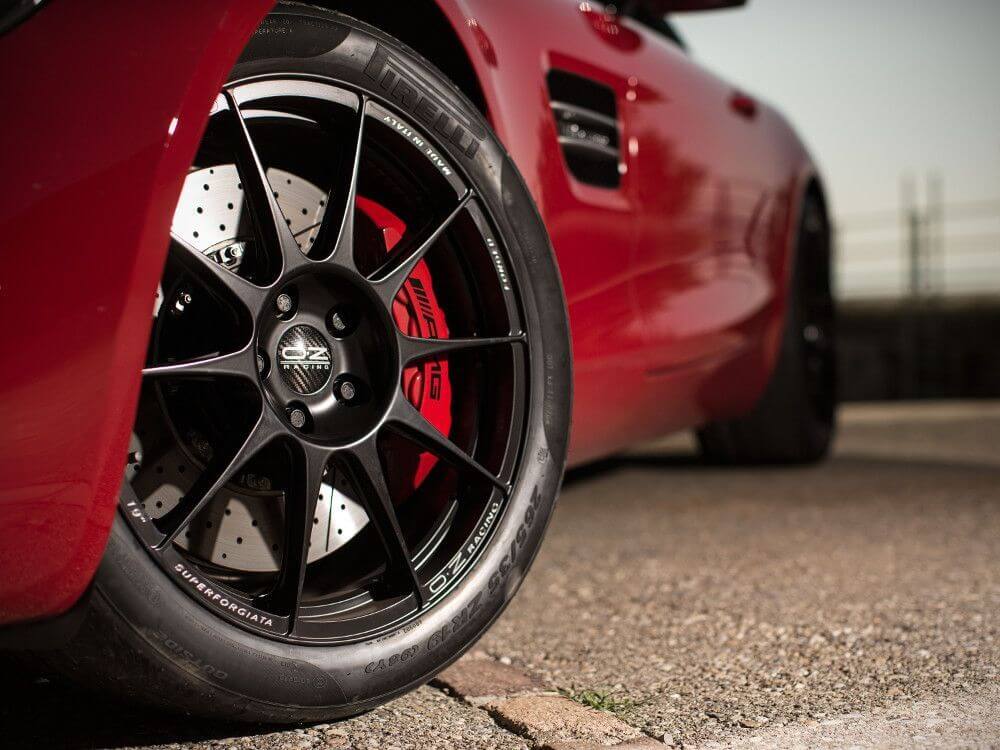 Mercedes amg close up with OZ alloys