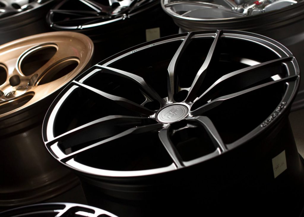 Close up of alloy wheels with no tyres