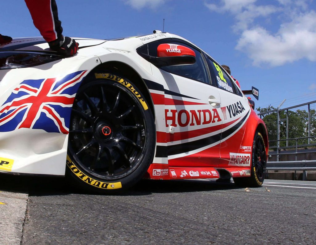 a BTCC Honda Civic with team dynamics alloys