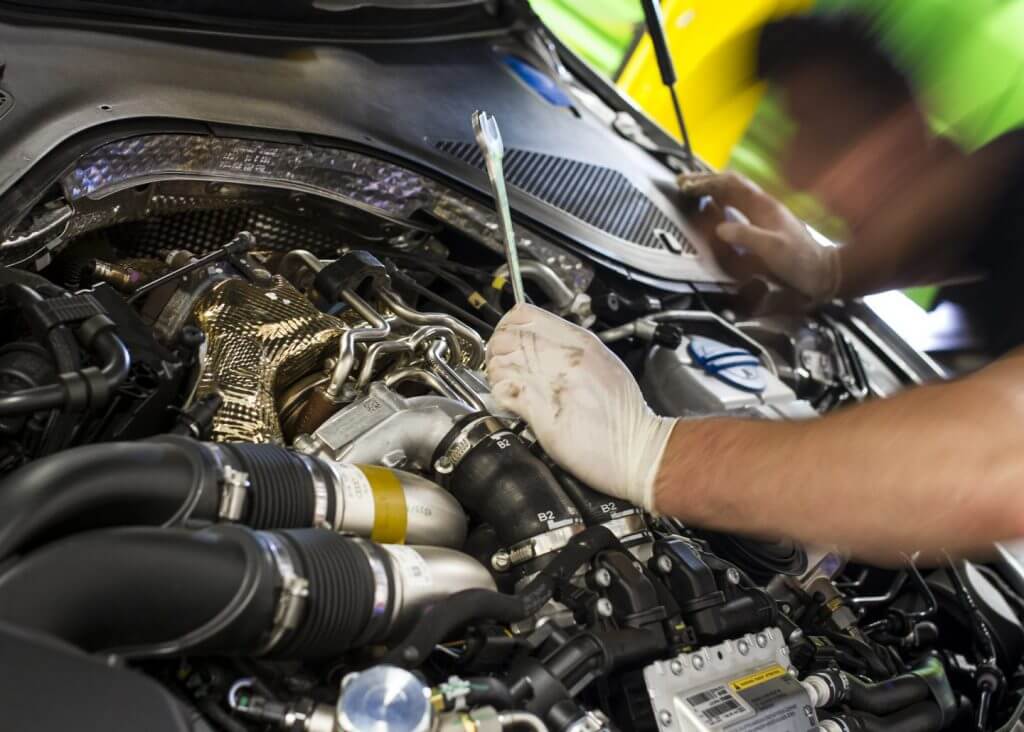 Mechanic working on an engine