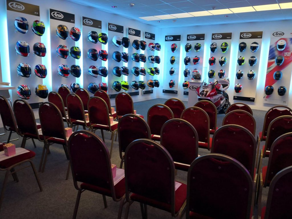 Arai helmets on display