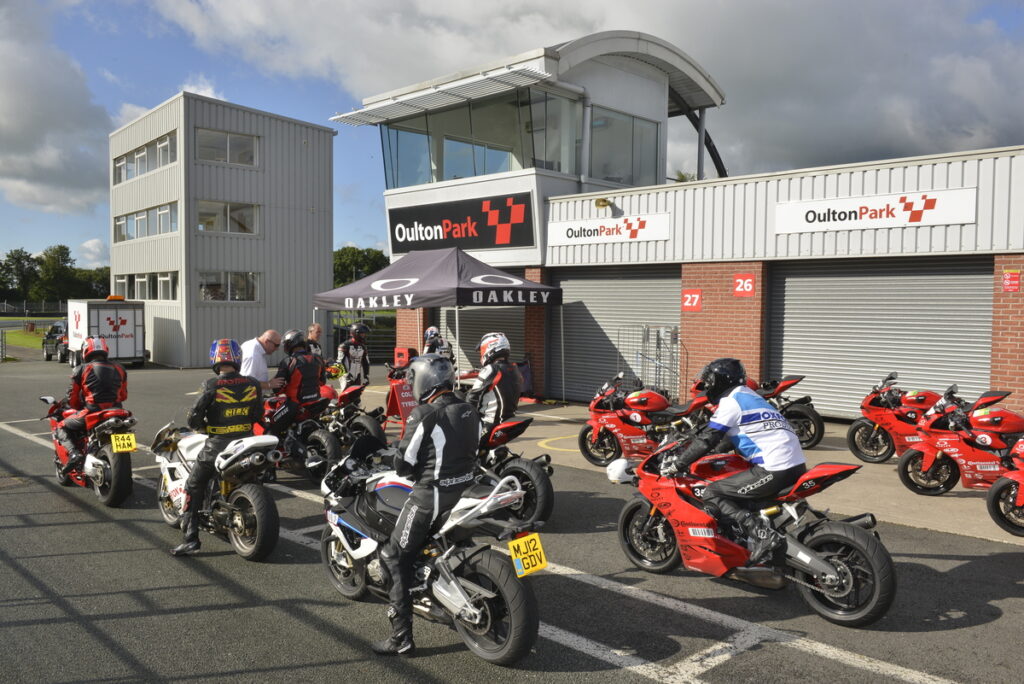 getting ready to go out on track for a motorcycle track day
